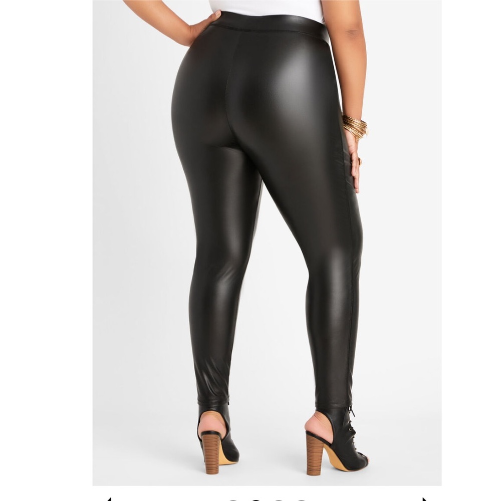 High waist  faux leather leggings - Picture 2 of 3